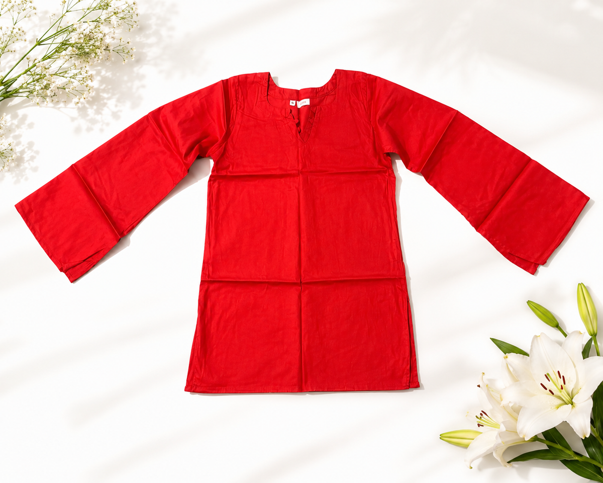 Red bell-sleeve